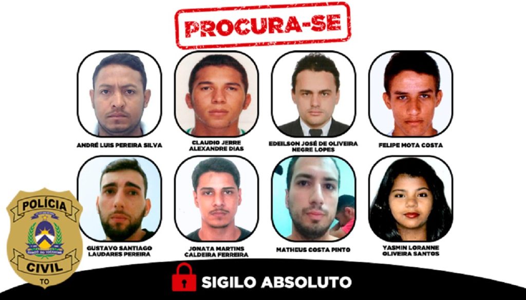 Veja quem são os oito foragidos do Tocantins com nomes incluídos na lista de mais procurados do Brasil
