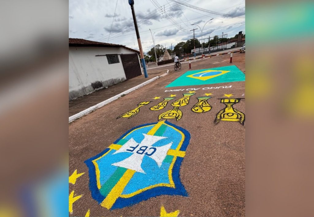 Ruas e praças ganham pinturas especiais para a Copa do Mundo em cidades do TO; veja imagens