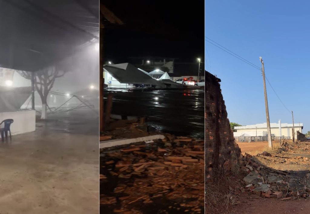 Ventos fortes derrubam tendas e árvores durante temporal em Colinas do Tocantins