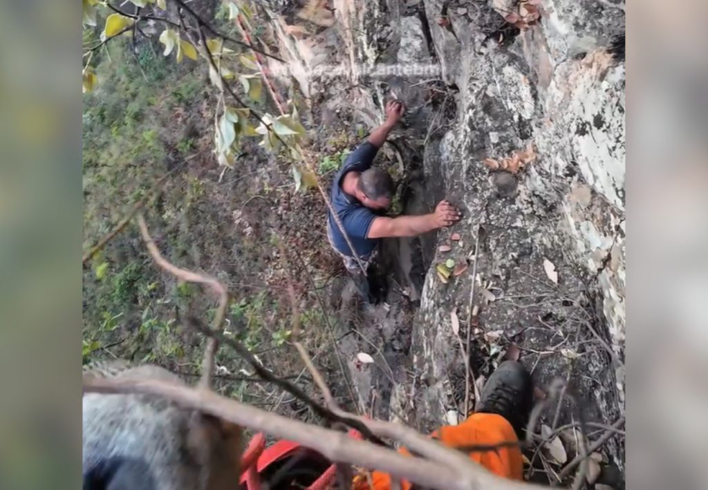 Homem fica 11 horas preso em penhasco após escorregar em serra no TO